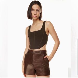 Aritzia Babaton chocolate brown sculpt knit seamed tank